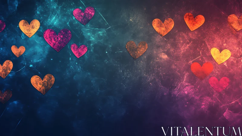 Luminescent Heart Forms Suspended in Gradient Nebular Space with Particle Effects