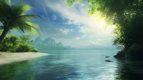 Tropical Lagoon with Limestone Peaks.