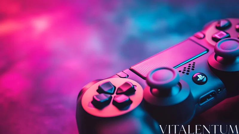 Neon Gaming Controller in Vibrant Pink and Cyan Light