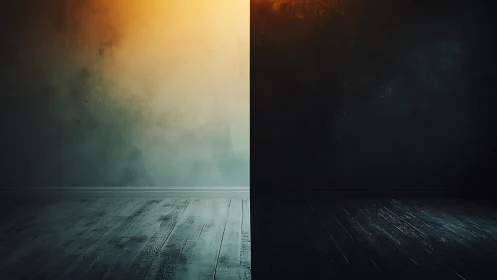 Split light room interior contrasts warm glow and shadow