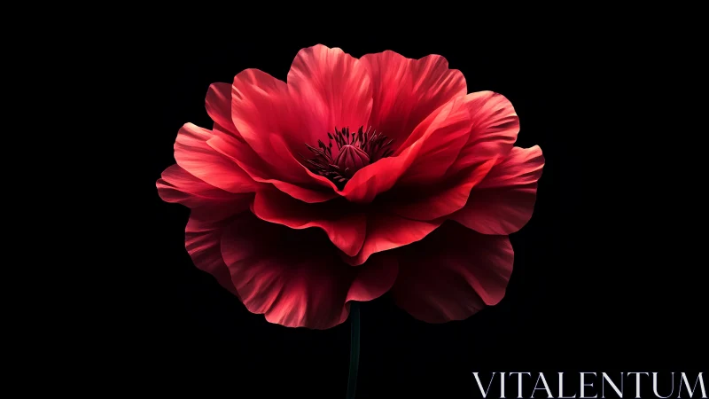 Vibrant Red Bloom Against Dark Background