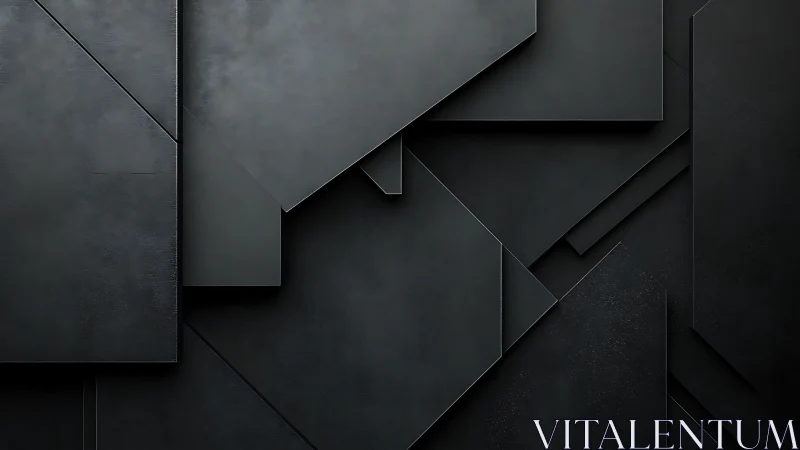 Layered matte dark panels form geometric relief with subtle wear