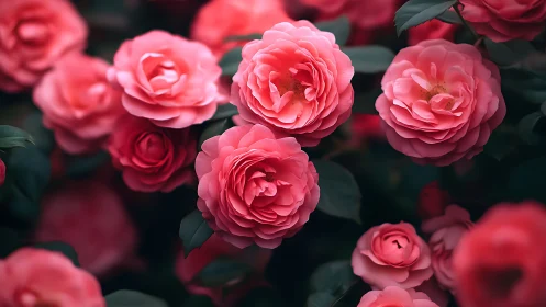 Lush Pink Peonies Clustered Against Verdant Foliage.