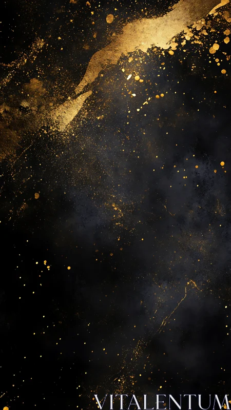 Gold dust streaks cut diagonally through deep black void