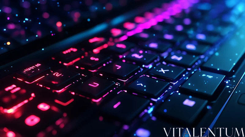 RGB backlit mechanical keyboard shows dynamic neon bokeh lighting