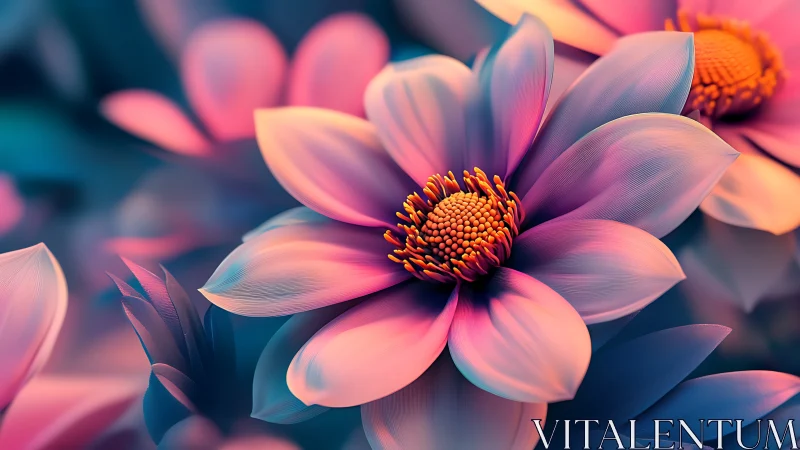 Luminescent Flower Petals: High-Saturation Digital Rendering with Gradient Light Falloff