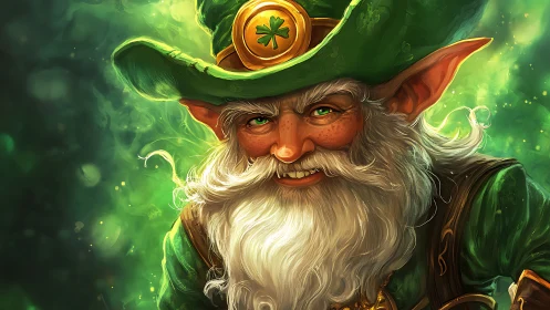 Bearded fantasy character in green attire faces the viewer