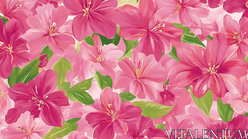 Pink Floral Profusion: Digitally Rendered Botanical Composition.