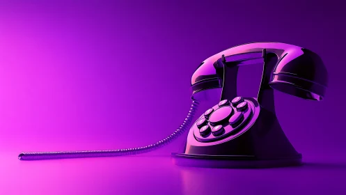 Retro violet dial phone hums softly under neon studio light