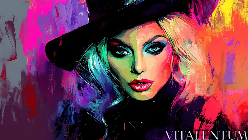 Color-saturated woman portrait in bold digital painting.