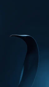Minimalist penguin silhouette with glossy volumetric lighting study