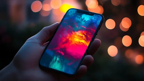 Neon Heat Map Display on Smartphone Screen.