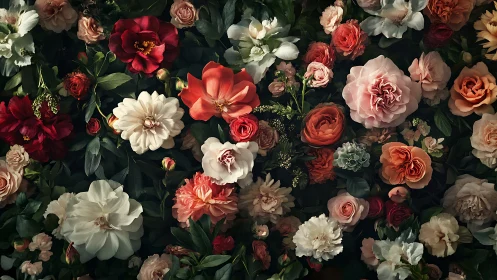 Garden roses display variety in deep reds whites and peachy tones