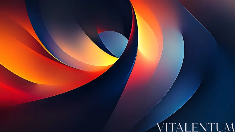 Curved gradient ribbons in overlapping abstract composition.