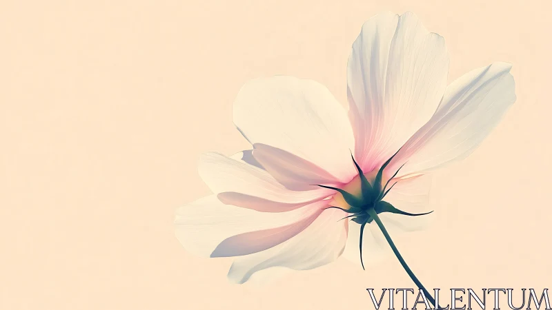 Backlit white flower rendered with soft gradients and minimal lines