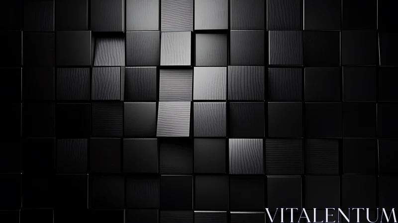 Moody black cube wall with gentle light and quiet rhythm.