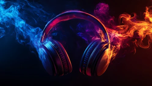Dual-tone headphones glow with immersive fire and ice energy.