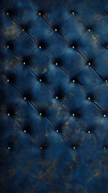 Deep blue tufted leather with cozy golden accents.