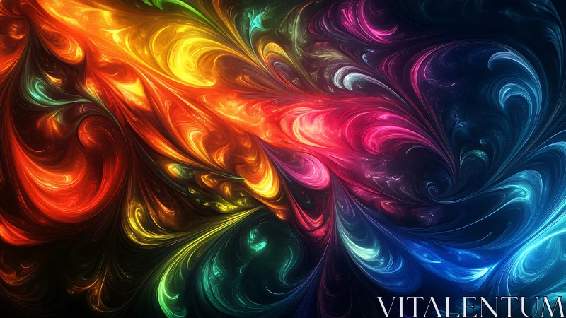Radiant multicolor fractal currents swirl across dark space