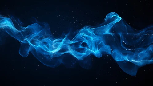 Celestial blue nebula ribbon swirling through starry void.