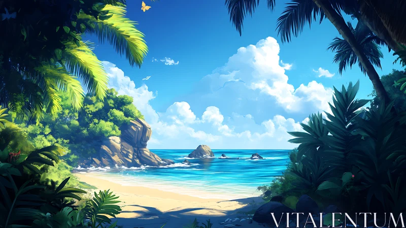 Tropical Paradise Glimpsed Through Verdant Garden Gates