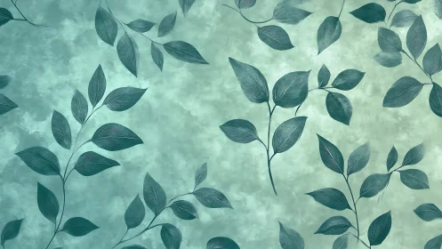 Soft teal leaf pattern drifts across a textured backdrop