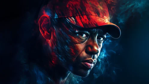 Hyperreal chromatic portrait with bifurcated thermal lighting.