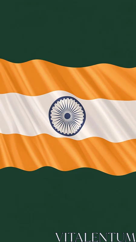 High-resolution Indian flag with wavy fabric shading and Ashoka Chakra