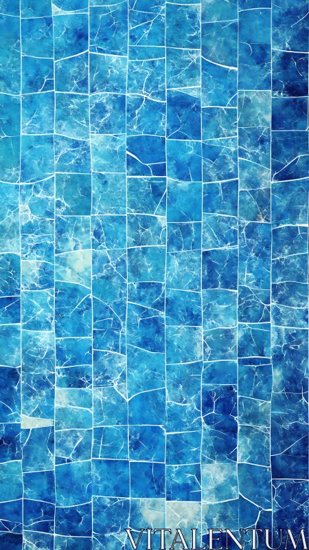Calming blue mosaic of crackled ice and drifting waterlight.