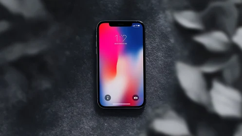 iPhone X Lock Screen: Gradient Geometry on Minimalist Stage.