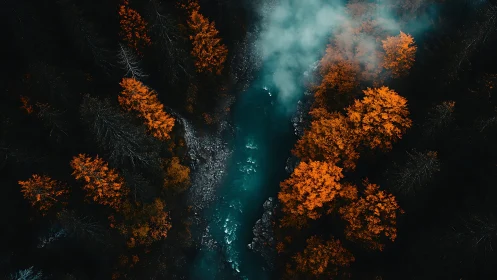 Autumn Forest Embrace of an Emerald River.