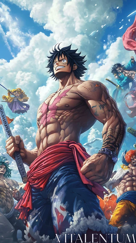 Sky-high pirate heroes ready for bold oceanside battles.