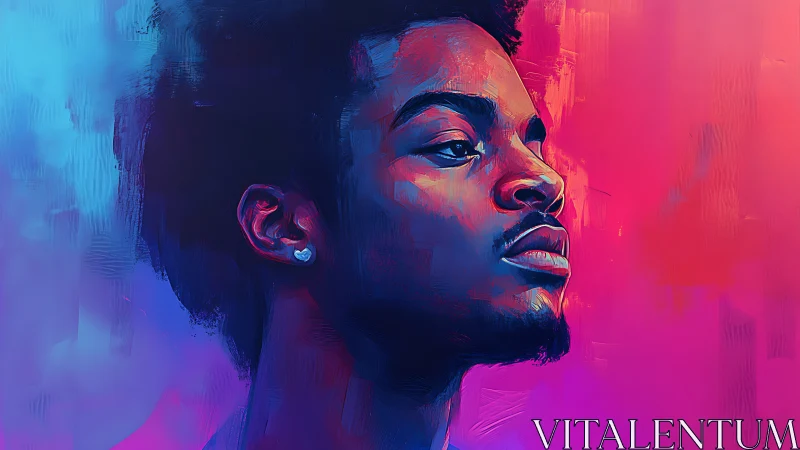 Confident portrait glowing in bold neon sunset colors.