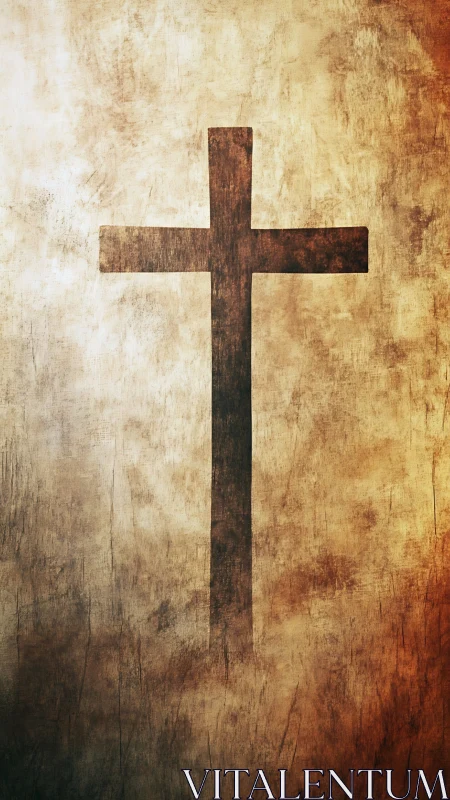 Quiet wooden cross against softly glowing textured light.