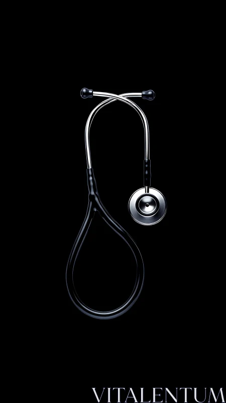 Sleek medical stethoscope centered on deep black field.