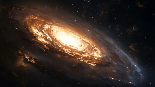 Blazing spiral galaxy unfurls radiant light in deep space