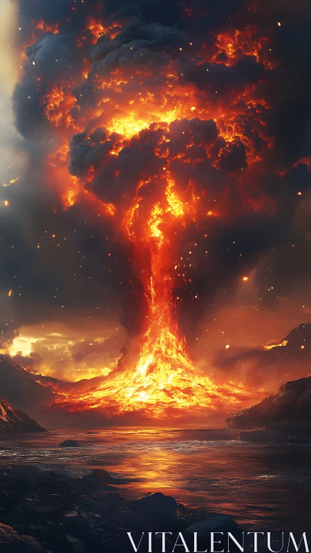 Molten Catastrophe: Volcanic Fury Erupts Into Infernal Skies.