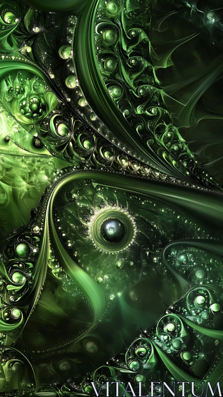 Emerald Vortex Garden swirling in luminous fractal currents.