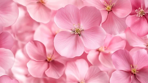 Pink Floral Composition with Golden Stamens and Soft-Focus Depth.