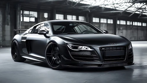 Sleek black sports car rests poised for a powerful city drive