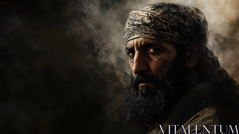 Rendered bearded male portrait uses directional side lighting