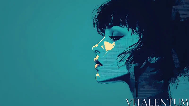 Melancholic side profile captures a neon-lit, introspective mood