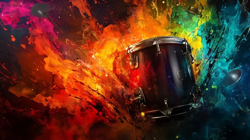 Drumbeat ignition inside a neon storm of liquid color.