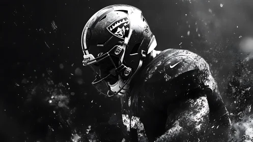 Storm-lit football warrior paused in a hush before impact.