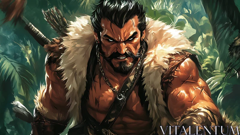 Fierce jungle hunter strides forward with powerful resolve.