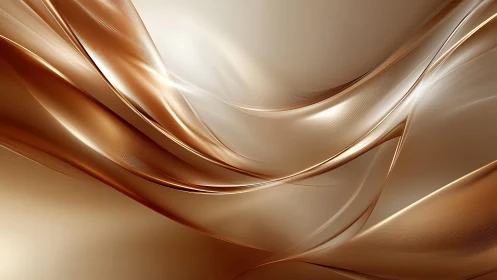 Elegant flowing bronze and cream abstract digital art background.