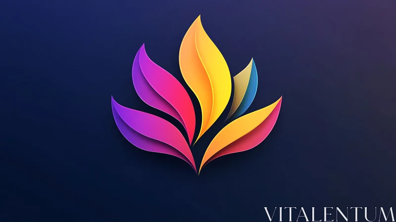 Multicolor gradient flame emblem rendered in layered 3D vectors