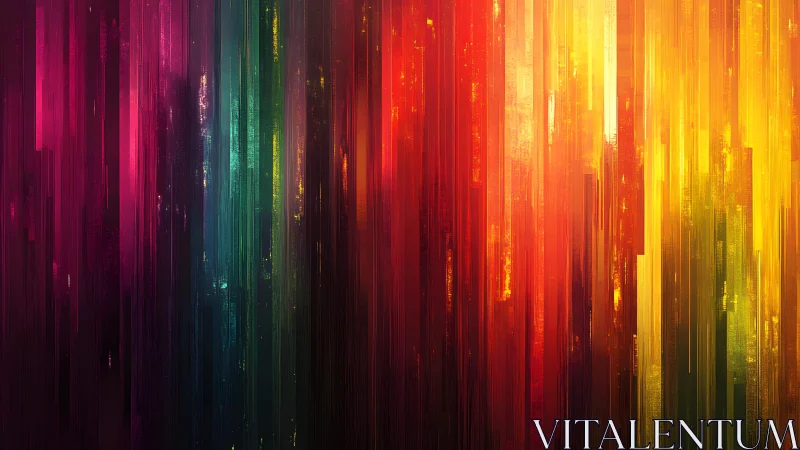 Vibrant Abstract Vertical Lines in Rainbow Gradient, Digital Art.