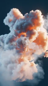Soft volumetric cloud cluster lit by warm sunset glow.