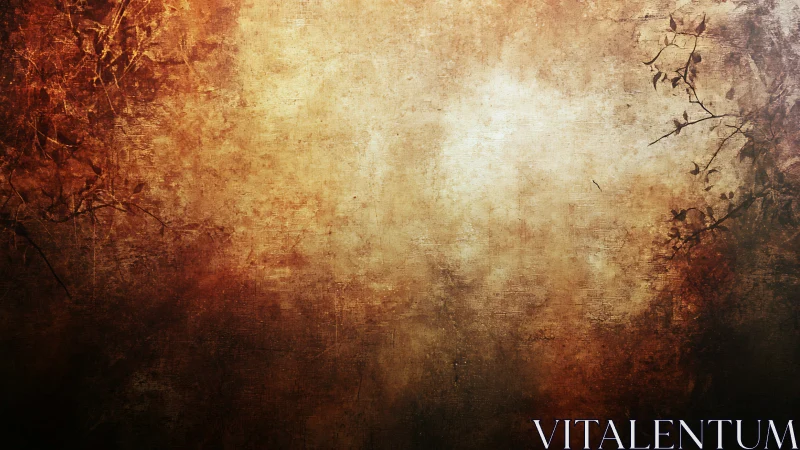 Textured brown gradient background with sparse branch silhouettes.